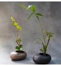 Ikebana - Ovale vaas - handgemaakt - Bruin