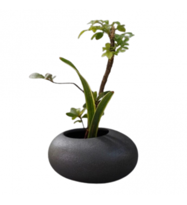 Ikebana - Ovale vaas - handgemaakt - Bruin