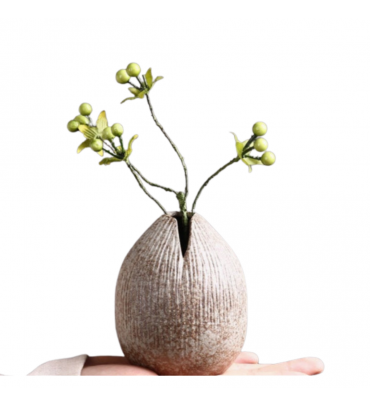 Ikebana - Pyrena - vaas - handgemaakt - Wit/Bruin